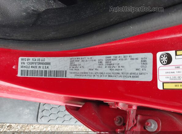 1C6SRFBT0MN540666 2021 RAM 1500 Red Вид підкапотного простору
