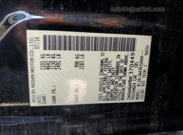 1N4AA6AP8HC370449 2017 NISSAN MAXIMA Black 