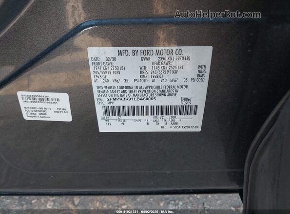 2FMPK3K91LBA60065 2020 FORD EDGE Gray Widok komory silnika
