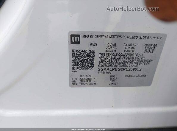 3GKALPEG2PL259052 2023 GMC TERRAIN White Вид підкапотного простору