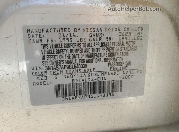 3N1AB7AP9GL640338 2016 NISSAN SENTRA Silver ხელსაწყოთა პანელის ხედი