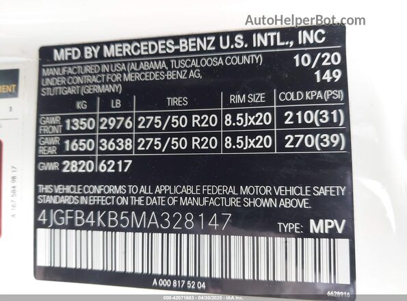 4JGFB4KB5MA328147 2021 MERCEDES-BENZ GLE 350 White Engine compartment view