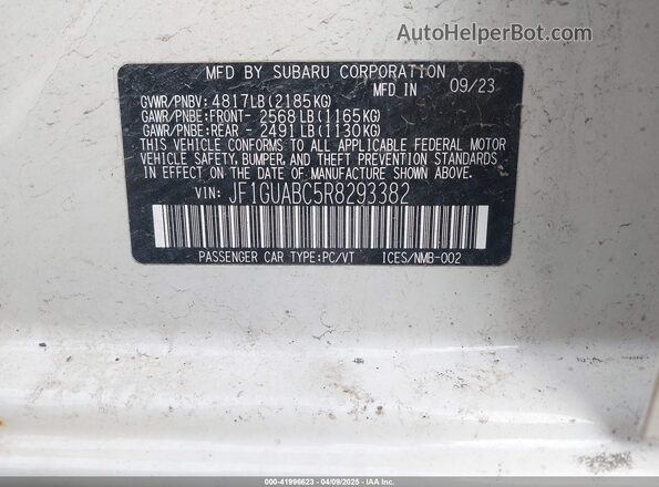 JF1GUABC5R8293382 2024 SUBARU IMPREZA White ძრავის განყოფილების ხედი