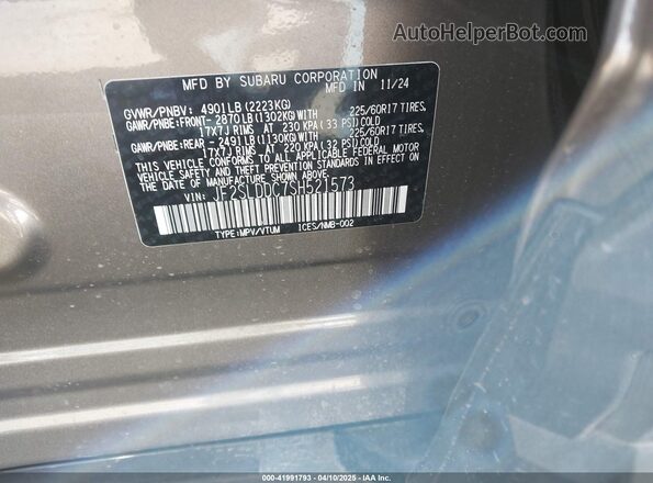 JF2SLDDC7SH521573 2025 SUBARU FORESTER Brown Շարժիչի բաժամունքի տեսք