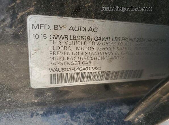 WAUBGAFL4GA011922 2016 AUDI S4 Black Widok komory silnika