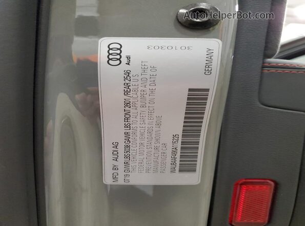 WAUB4AF46KA115225 2019 AUDI S4 Gray Vista del compartimento del motor