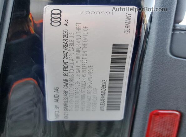 WAUEAAF46MA069372 2021 AUDI OTHER Черный Вид подкапотного пространства