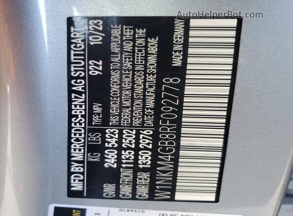 W1NKM4GB8RF092778 2024 MERCEDES-BENZ GLC-CLASS Silver 