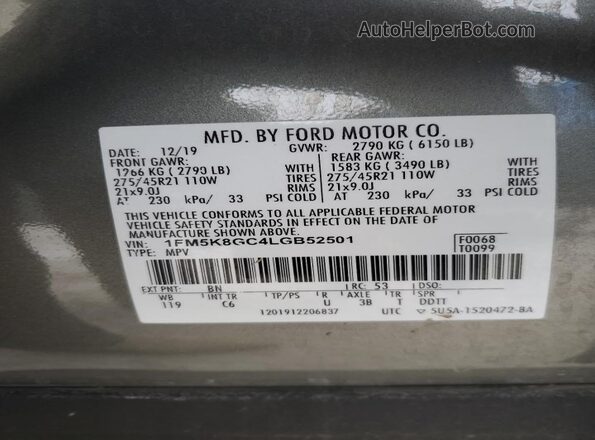 1FM5K8GC4LGB52501 2020 FORD FORD EXPLORER Green 