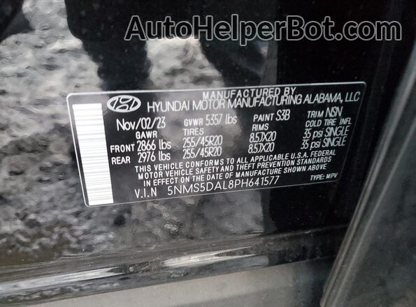5NMS5DAL8PH641577 2023 HYUNDAI SANTA FE CALLIGRAPHY Black Панорамний вид салону 360°