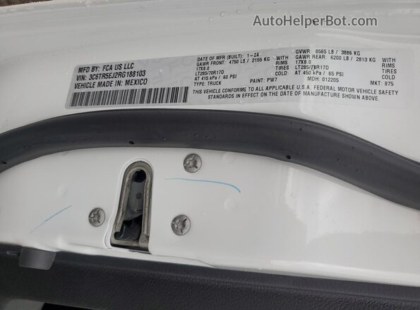 3C6TR5EJ2RG188103 2024 RAM 2500 White 