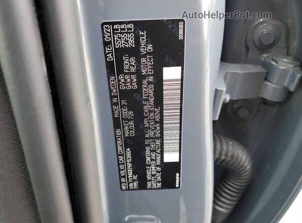 YV1H60EP6P1536604 2023 VOLVO V60 Gray VIN կոդի պիտակի տեսք