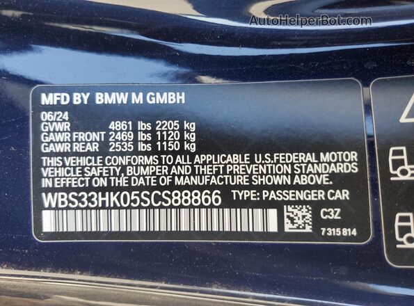 WBS33HK05SCS88866 2025 BMW M4 Blue Widok komory silnika