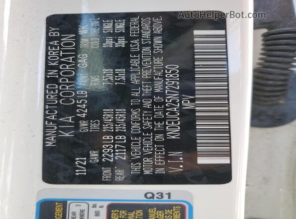 KNDEUCA25N7291850 2022 KIA SELTOS White 