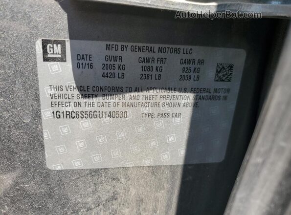 1G1RC6S56GU140530 2016 CHEVROLET VOLT Gray Vista de la etiqueta del VIN