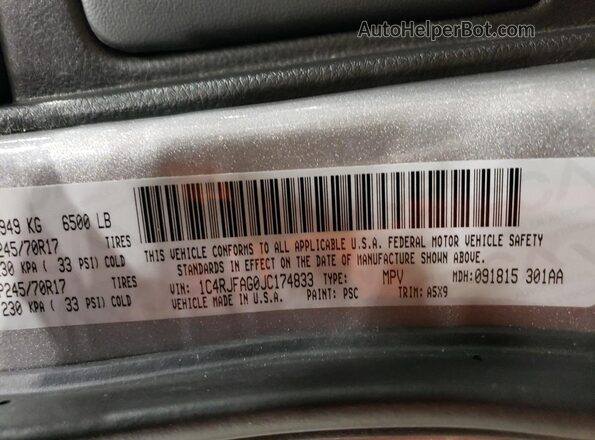 1C4RJFAG0JC174833 2018 JEEP GRAND Silver 