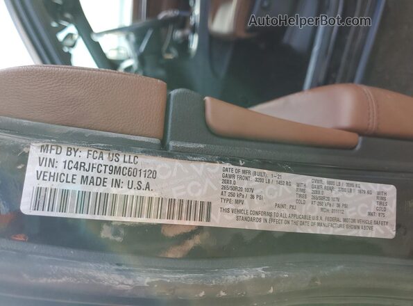 1C4RJFCT9MC601120 2021 JEEP GRAND Black Вид наклейки з VIN-кодом