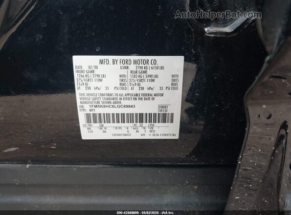1FM5K8HC6LGC89843 2020 FORD FORD EXPLORER Black Engine compartment view