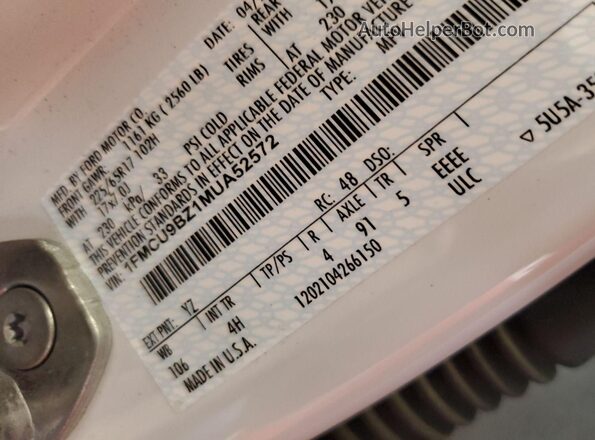 1FMCU9BZ1MUA52572 2021 FORD ESCAPE  