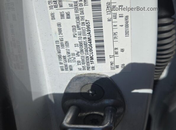 1FMCU9G64MUA99657 2021 FORD ESCAPE  