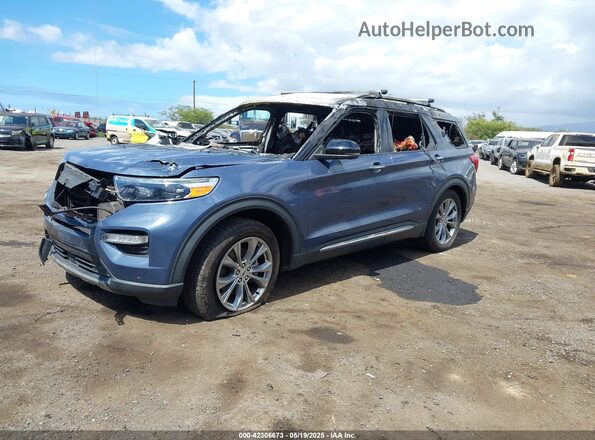 1FMSK7FH7MGC16722 2021 FORD FORD EXPLORER Blue წინა მარცხენა ხედი სამი მეოთხედიდან