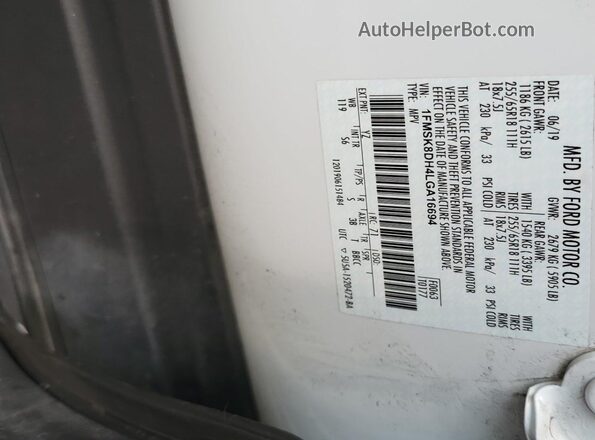 1FMSK8DH4LGA16694 2020 FORD FORD EXPLORER  