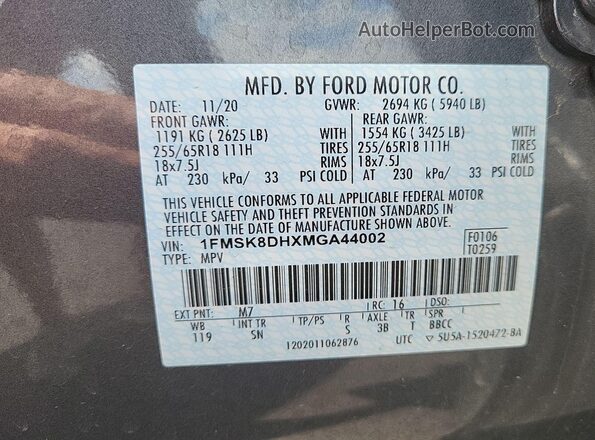 1FMSK8DHXMGA44002 2021 FORD FORD EXPLORER  