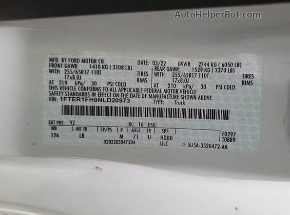 1FTER1FH0NLD20973 2022 FORD RANG  