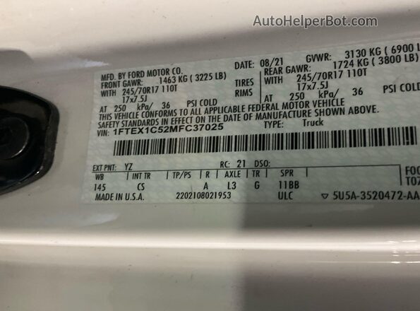 1FTEX1C52MFC37025 2021 FORD F150  Engine compartment view