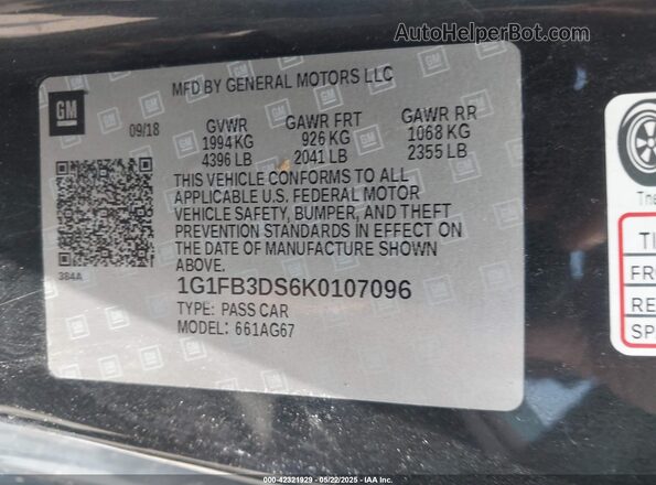 1G1FB3DS6K0107096 2019 CHEVROLET CAMARO Black Widok komory silnika