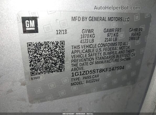 1G1ZD5ST8KF147594 2019 CHEVROLET MALIBU Silver Շարժիչի բաժամունքի տեսք