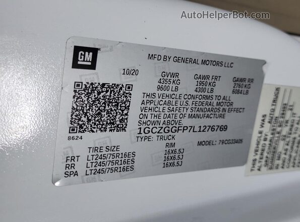 1GCZGGFP7L1276769 2020 CHEVROLET EXPRESS  
