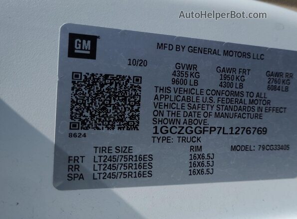1GCZGGFP7L1276769 2020 CHEVROLET EXPRESS  