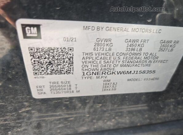 1GNERGKW6MJ158355 2021 CHEVROLET TRAVERSE  უკანა სავარძლების ხედი