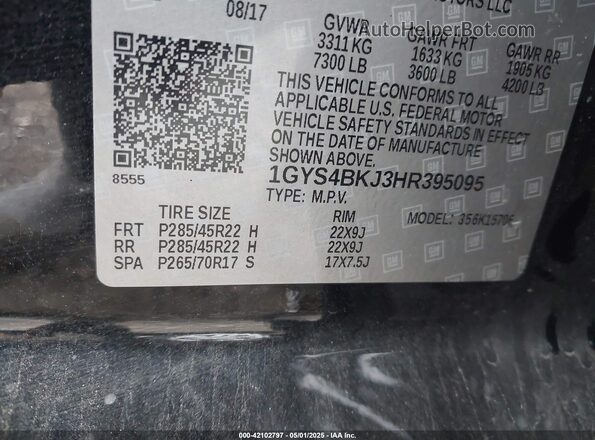 1GYS4BKJ3HR395095 2017 CADILLAC ESCALADE Black 