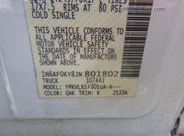 1N6AF0KY8JN801802 2018 NISSAN NV CARGO NV2500 HD  
