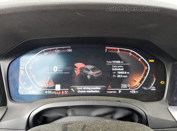 WBA5R1C02LFH86303 2020 BMW 3 SERIES Silver Instrument cluster view