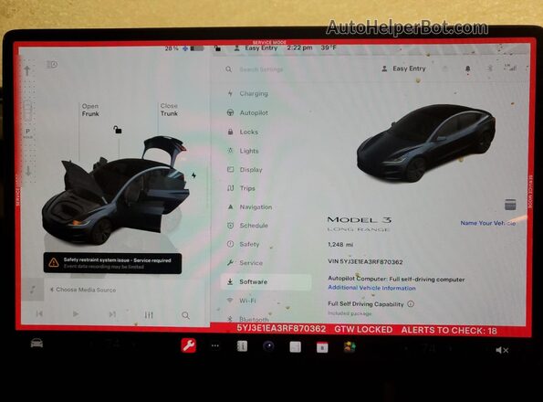5YJ3E1EA3RF870362 2024 TESLA MODEL Серый Вид щитка приборов