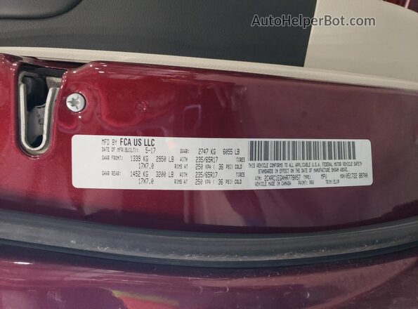 2C4RC1EGXHR778057 2017 CHRYSLER PACIFICA Красный 
