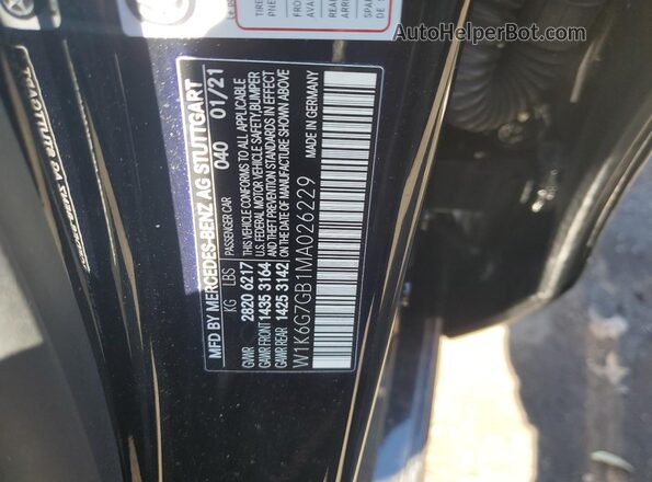 W1K6G7GB1MA026229 2021 MERCEDES-BENZ S Черный 