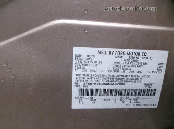 2FMPK3G95MBA47989 2021 FORD EDGE  Vista tres cuartos delantera izquierda