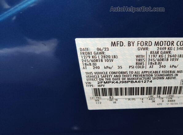 2FMPK4J98PBA61274 2023 FORD EDGE  