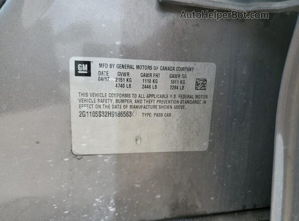 2G1105S32H9186563 2017 CHEVROLET IMPALA Gray 