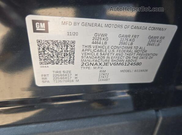 2GNAXJEV6M6124580 2021 CHEVROLET EQUINOX  Trasero izquierdo