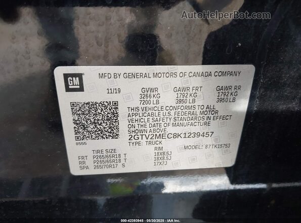 2GTV2MEC8K1239457 2019 GMC SIERRA Black Շարժիչի բաժամունքի տեսք