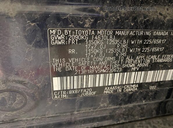 2T3P1RFV5MW230623 2021 TOYOTA LE  