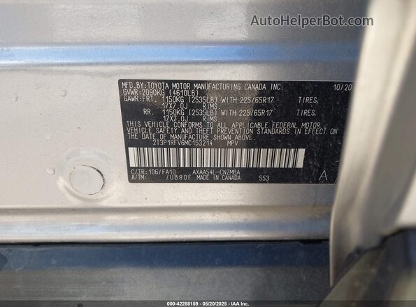 2T3P1RFV6MC153214 2021 TOYOTA LE Gray ძრავის განყოფილების ხედი