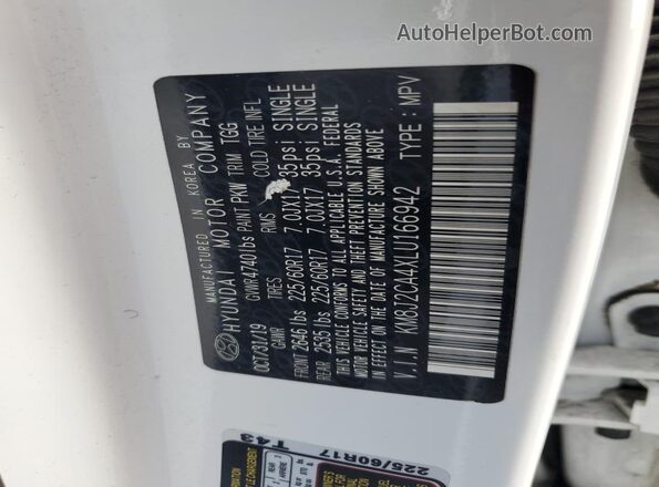 KM8J2CA4XLU166942 2020 HYUNDAI TUCSON White VIN sticker view