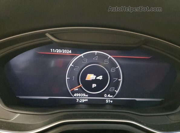 WAUB4AF46KA115225 2019 AUDI S4 Gray Vista del cuadro de instrumentos