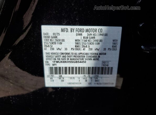 1FMUK8KH5SGB54450 2025 FORD FORD EXPLORER Черный 